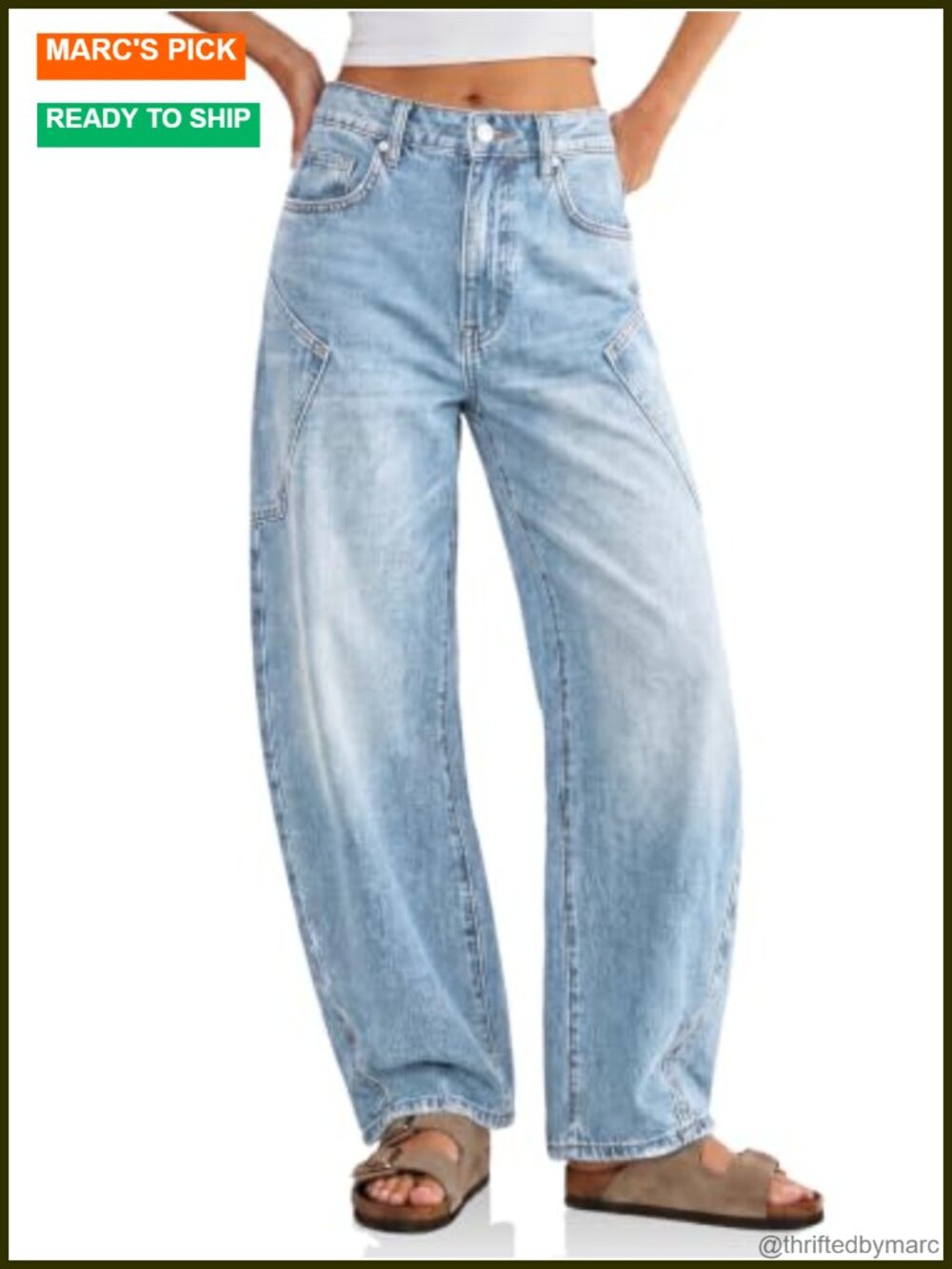 High Waisted Baggy Barrel Jeans Wide Leg Denim Pants Raw Hem Y2K